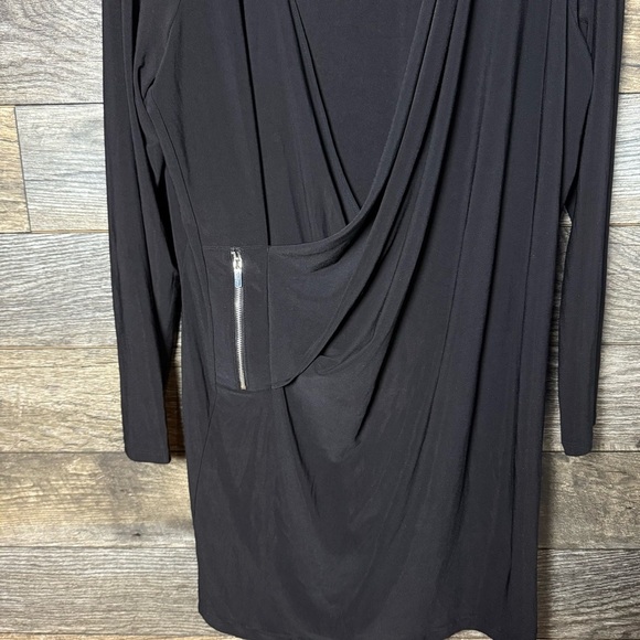 Michelstudio Woman 2X Black Wrap Dress Zipper V Neck Stretch EUC - Picture 3 of 10